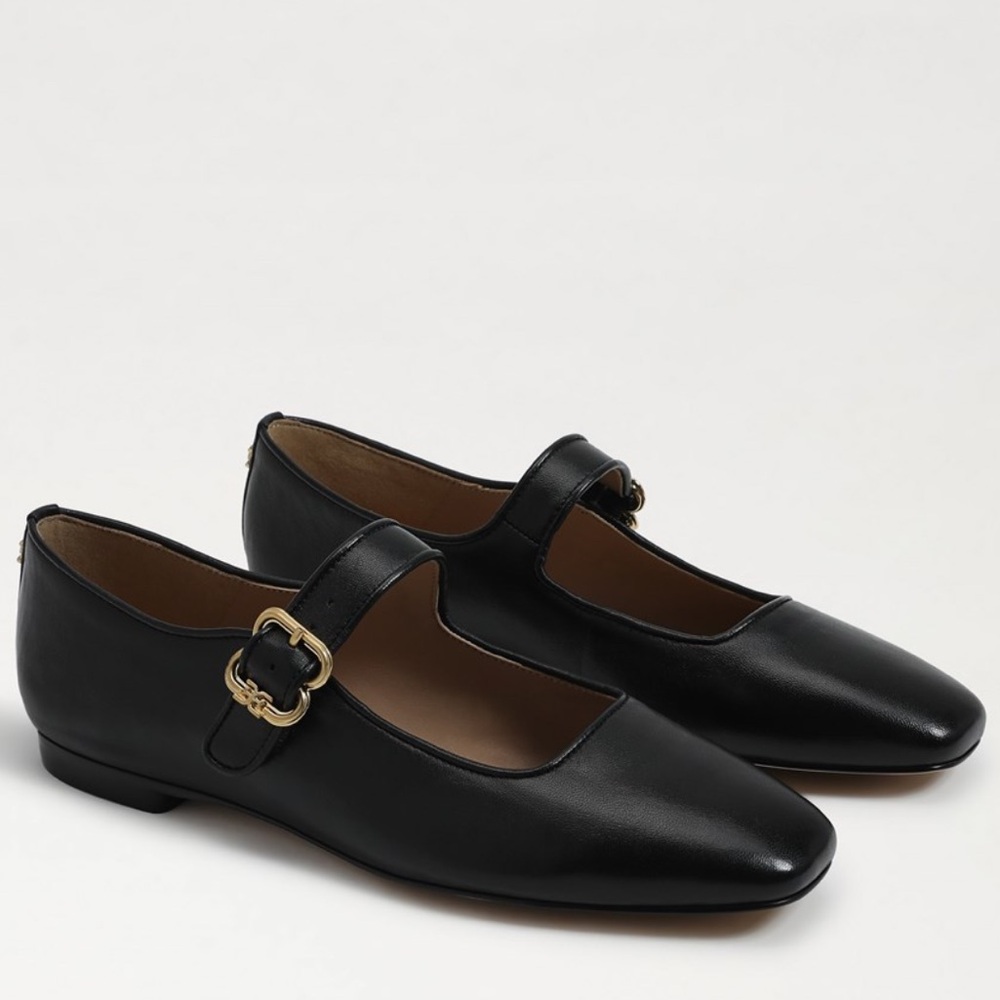 Sam Edelman Black Flats with Gold Buckle